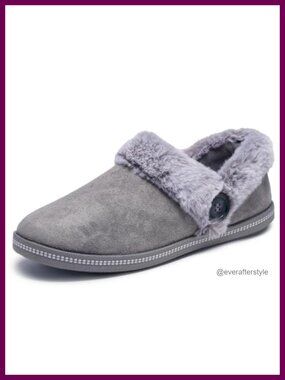 Memory Foam Faux Fur Lined Slip-On Slippers Cozy Warm Comfort